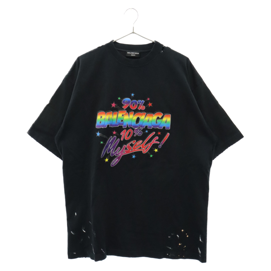 Balenciaga(バレンシアガ)のBALENCIAGA バレンシアガ ロゴプリント ダメージ加工 半袖 Tシャツ ブラック 641675 TMVH3 メンズのトップス(Tシャツ/カットソー(半袖/袖なし))の商品写真