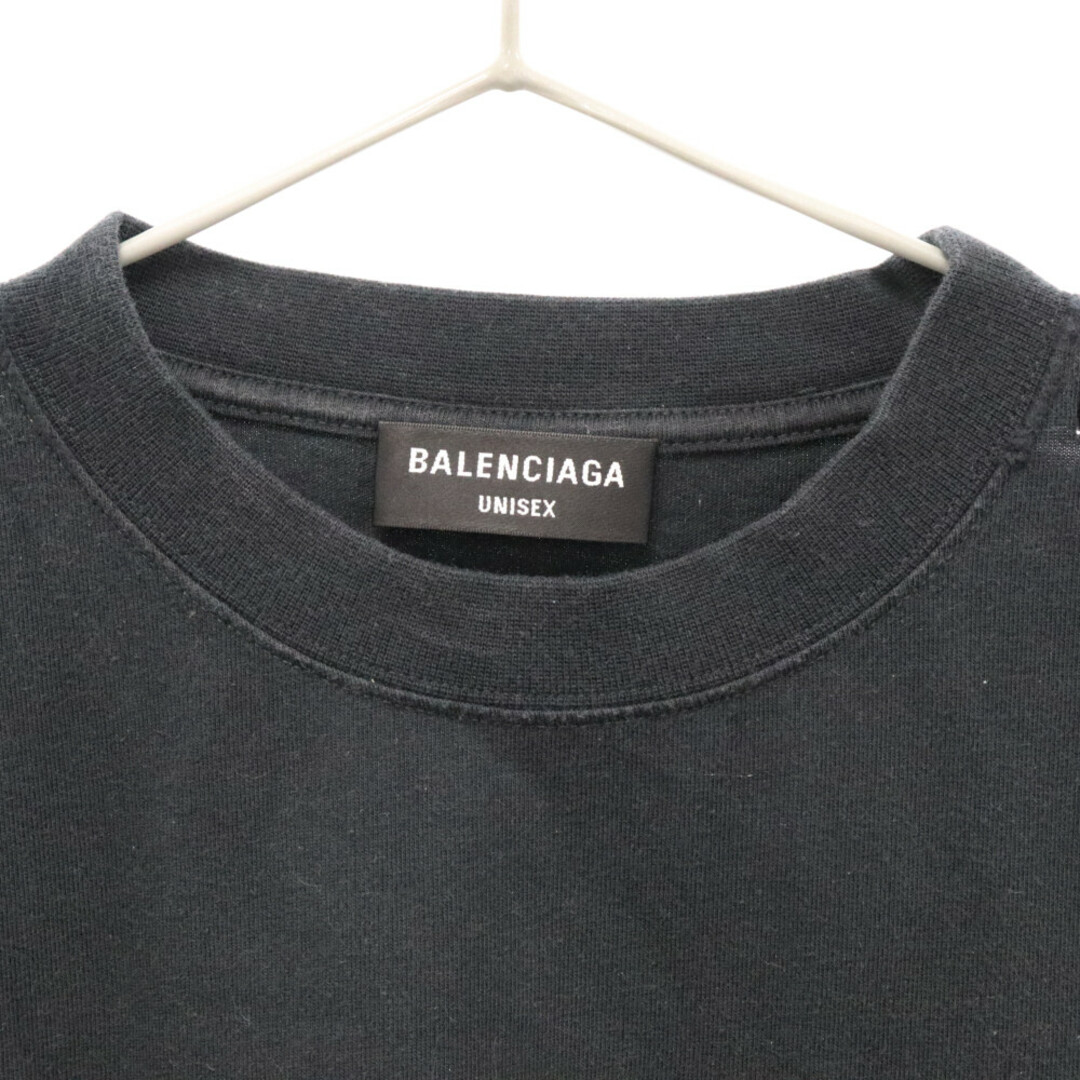 Balenciaga(バレンシアガ)のBALENCIAGA バレンシアガ ロゴプリント ダメージ加工 半袖 Tシャツ ブラック 641675 TMVH3 メンズのトップス(Tシャツ/カットソー(半袖/袖なし))の商品写真