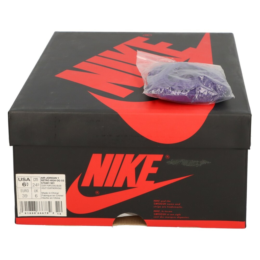 NIKE(ナイキ)のNIKE ナイキ GS Air Jordan 1 Retoro High Court Purple 575441-501 GS エアジョーダン1 レトロ ハイ コート パープル ハイカットスニーカー US6.5Y/24.5cm メンズの靴/シューズ(スニーカー)の商品写真