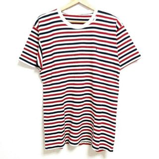 Papas(パパス) 半袖Tシャツ サイズS メンズ - アイボリー×レッド×黒 クルーネック/ボーダー(Tシャツ/カットソー(半袖/袖なし))