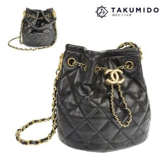 シャネル(CHANEL)のシャネル ハンドバッグ バケットバッグ 中古 マトラッセ ココマーク ブラック ラムスキン レザー CHANEL 【中古】 | 2WAY チェーンショルダー  バック レディース ファッション 黒 鞄 ハイブランド カバン Aランク(ハンドバッグ)