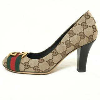 グッチ(Gucci)のGUCCI(グッチ) パンプス 35 1/2 レディース - 247128 ベージュ×ダークブラウン×マルチ GG柄/シェリー(ウェブ)/インターロッキングG ジャガード(ハイヒール/パンプス)