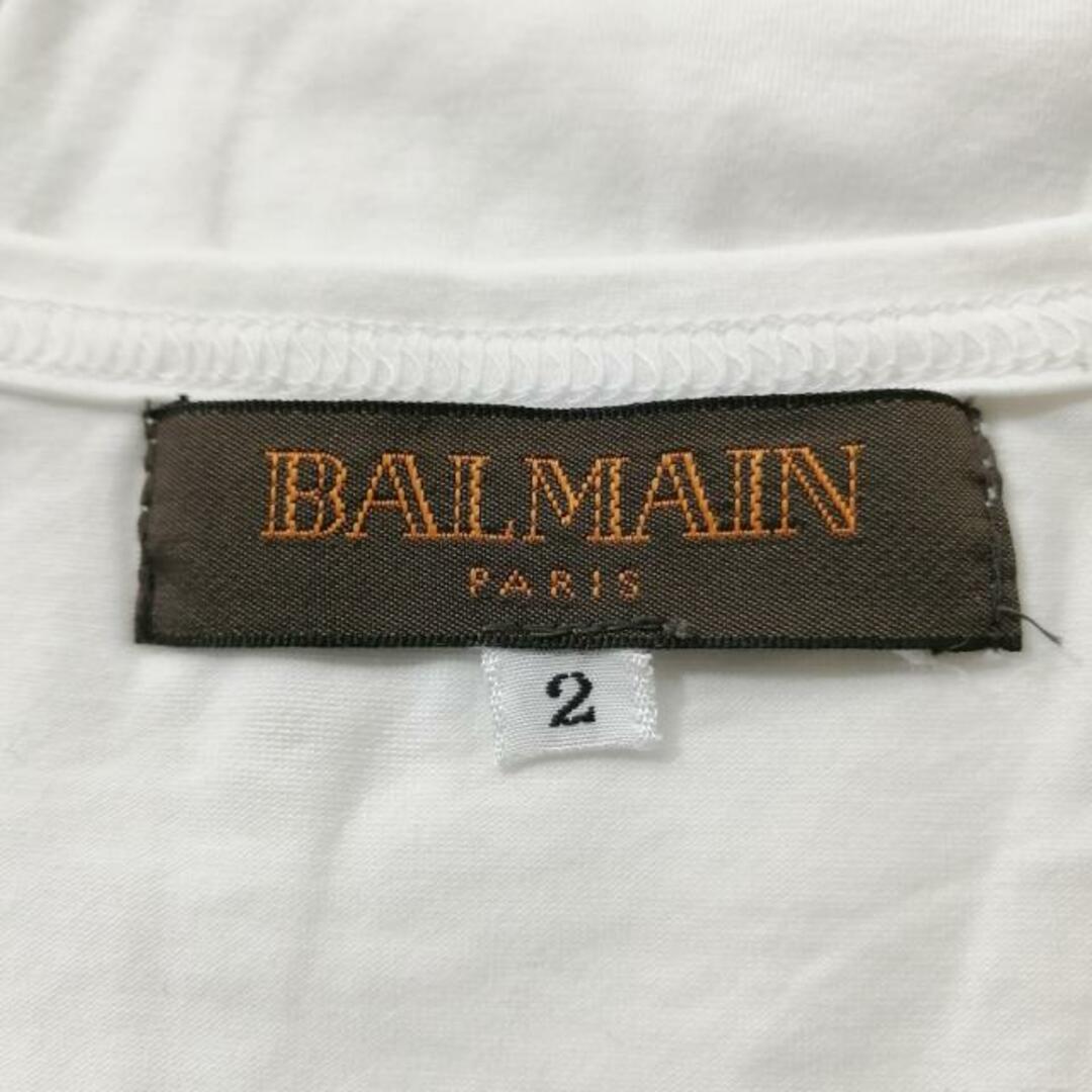 BALMAIN(バルマン) 長袖Tシャツ サイズ2 M レディース - 白 クルーネック/ラインストーン レディースのトップス(Tシャツ(長袖/七分))の商品写真