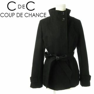 COUP DE CHANCE - クードシャンス スタンドカラーコート リボン 36 黒 231020AO2R