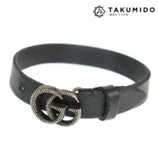 グッチ(Gucci)のグッチ GG ブレスレット サイズL 中古 ブラック シルバー レザー GUCCI 【中古】 | ブレスレット アクセサリー シンプル ユニセックス ファッション ブランド小物 腕輪 Aランク(ブレスレット)