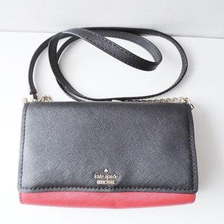 ケイトスペードニューヨーク(kate spade new york)のKate spade(ケイトスペード) 財布 - PWRU5846 黒×レッド ショルダーウォレット レザー(財布)