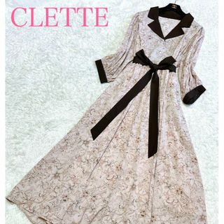 クレット(clette)の極美品 クレット ロングワンピース 3L 大きいサイズ マキシ丈 花柄 総柄(ロングワンピース/マキシワンピース)