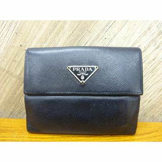 プラダ(PRADA)のK渋068/ PRADA プラダ 財布 レザー ブラック 二つ折り(折り財布)