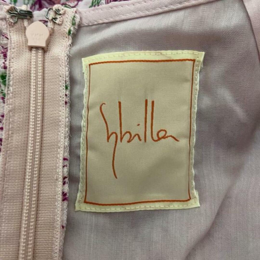 Sybilla(シビラ)のSybilla(シビラ) ワンピース サイズM レディース美品  - ライトピンク×パープル×グリーン クルーネック/半袖/ひざ丈/フラワー(花)/刺繍 レディースのワンピース(その他)の商品写真