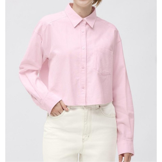 ジーユー(GU)の000様専用　オックスフォードショートシャツ(長袖)  ピンク(シャツ/ブラウス(長袖/七分))