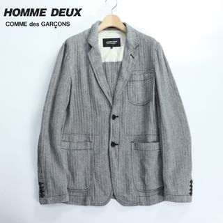 コムデギャルソン(COMME des GARCONS)のコムデギャルソン　麻素材　春夏　古着　グレー　テーラードジャケット  メンズ(テーラードジャケット)