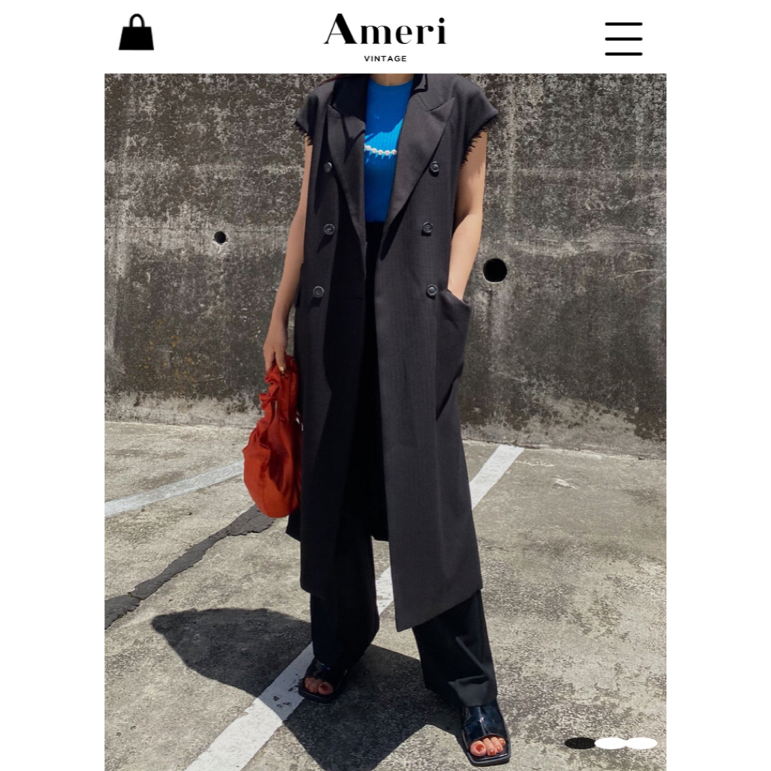 Ameri VINTAGE(アメリヴィンテージ)の✳︎AMERIアメリ LONG JACKET VEST ロングベスト ロングジレ レディースのトップス(ベスト/ジレ)の商品写真