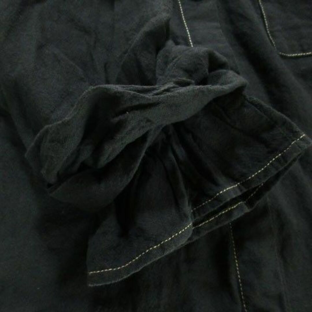 Discoat(ディスコート)のディスコート 五分袖シャツ 麻混 リネン混 F 黒 220427AH2A レディースのトップス(シャツ/ブラウス(半袖/袖なし))の商品写真