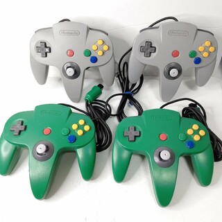 ニンテンドウ64(NINTENDO 64)のNintendo　ニンテンドー64　コントローラー　グリーン　グレー　美品 4個(その他)