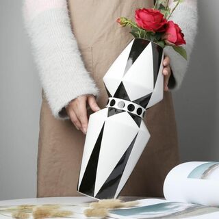 北欧 モノトーン 花瓶  花器 和モダン カッコいい 白黒 フラワーベース 輸入(花瓶)