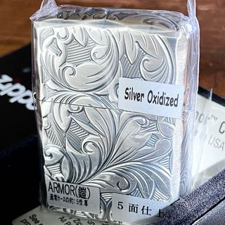 ジッポー(ZIPPO)のZippo アーマー リーフ 5面深彫り 唐草 シルバーイブシ ジッポー(タバコグッズ)