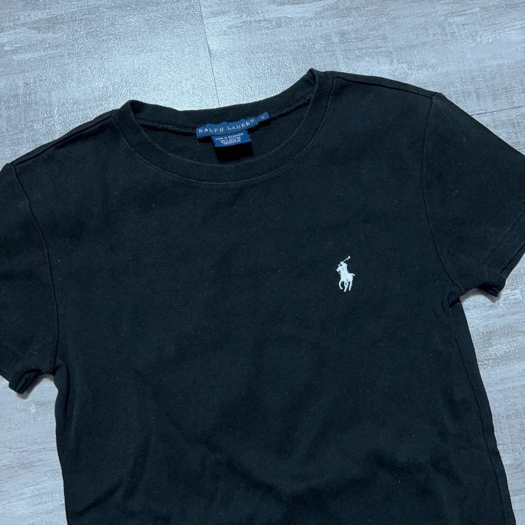 Ralph Lauren(ラルフローレン)のRALPH LAUREN ラルフローレン ぴちT リブ 伸縮性 Tシャツ 黒 S レディースのトップス(シャツ/ブラウス(半袖/袖なし))の商品写真