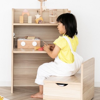 子供用　勉強机　おもちゃラック　木製　収納ボックス(棚/ラック/タンス)