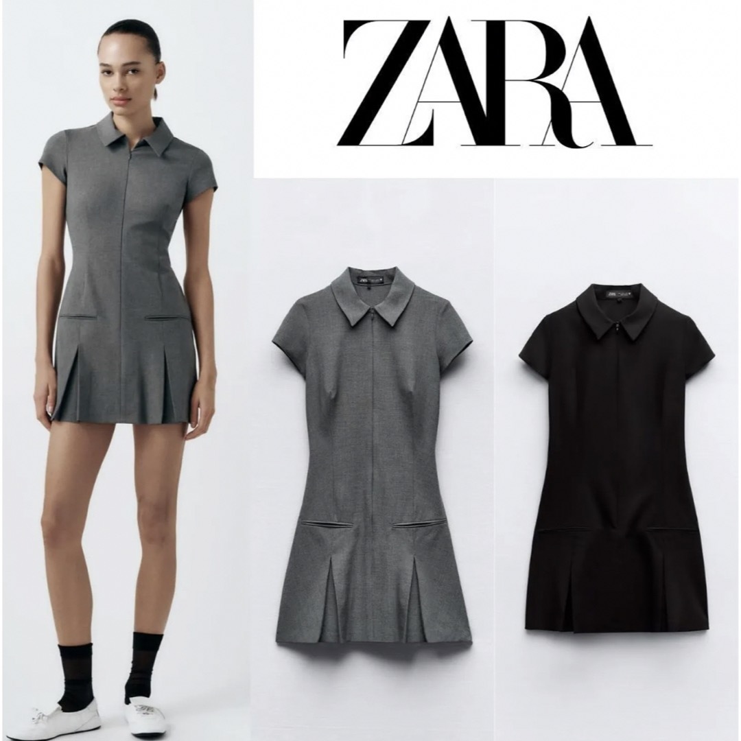 ZARA ボックスプリーツシャツワンピース