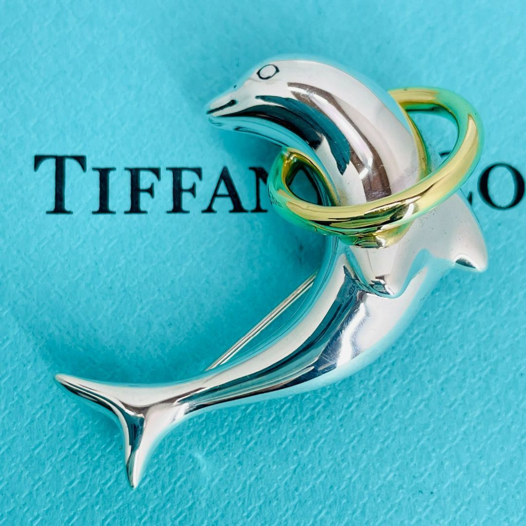 Tiffany & Co.(ティファニー)のティファニー イルカ ブローチ コンビ シルバー ゴールド★751 レディースのアクセサリー(ブローチ/コサージュ)の商品写真