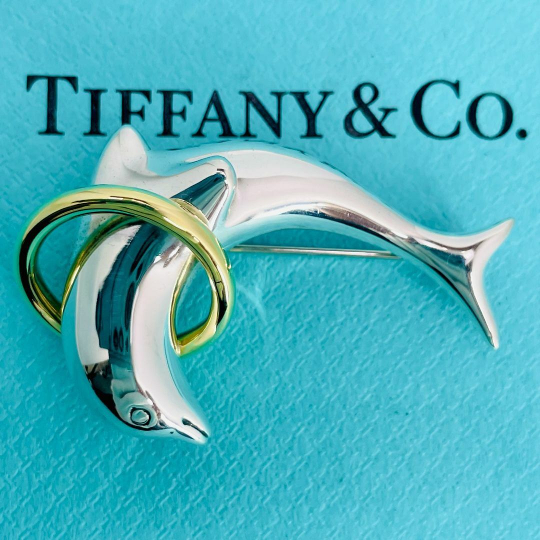 Tiffany & Co.(ティファニー)のティファニー イルカ ブローチ コンビ シルバー ゴールド★751 レディースのアクセサリー(ブローチ/コサージュ)の商品写真