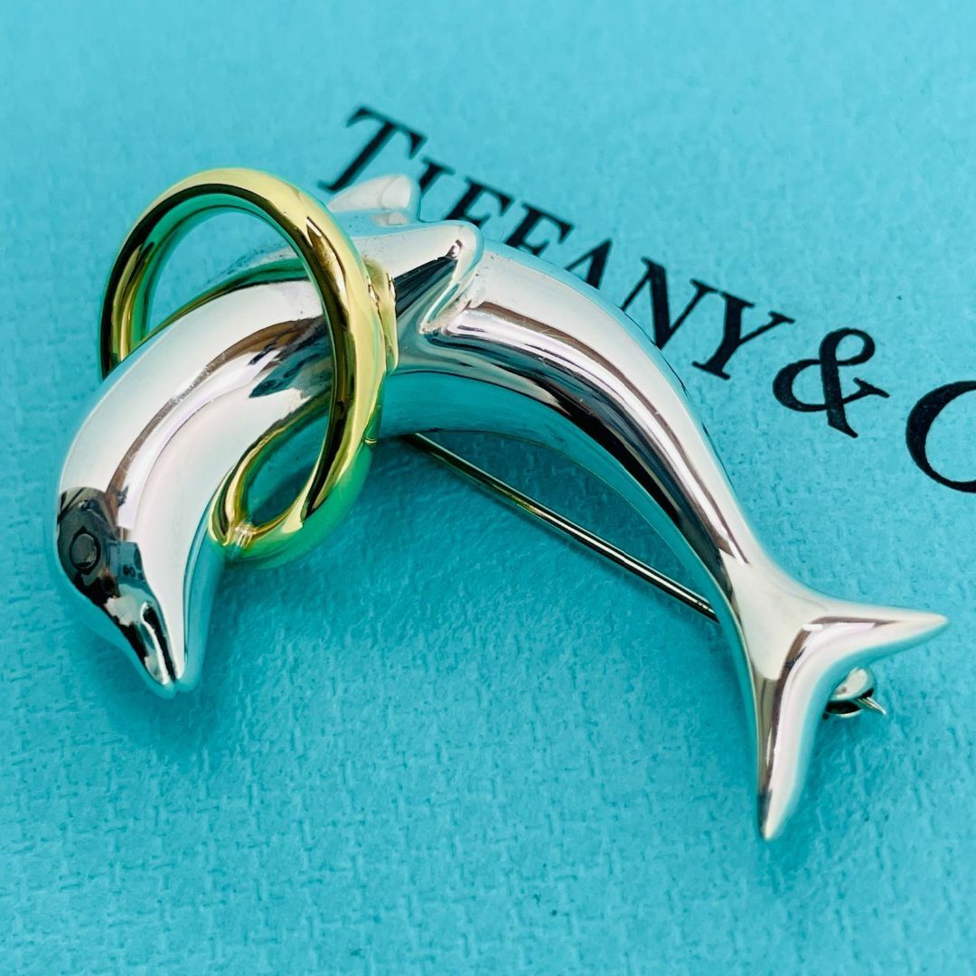 Tiffany & Co.(ティファニー)のティファニー イルカ ブローチ コンビ シルバー ゴールド★751 レディースのアクセサリー(ブローチ/コサージュ)の商品写真