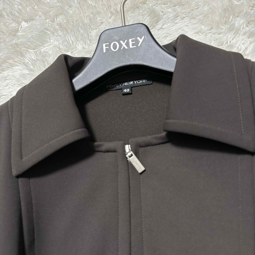 FOXEY(フォクシー)のフォクシー　フロントジップアップジャケット　長袖　襟　ブルゾン　羽織 レディースのジャケット/アウター(その他)の商品写真