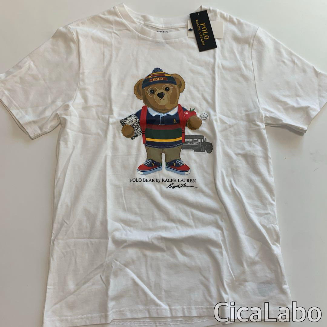 Ralph Lauren(ラルフローレン)の【新品】ラルフローレン ポロベア Tシャツ スクールバス ホワイト L キッズ/ベビー/マタニティのキッズ服男の子用(90cm~)(Tシャツ/カットソー)の商品写真