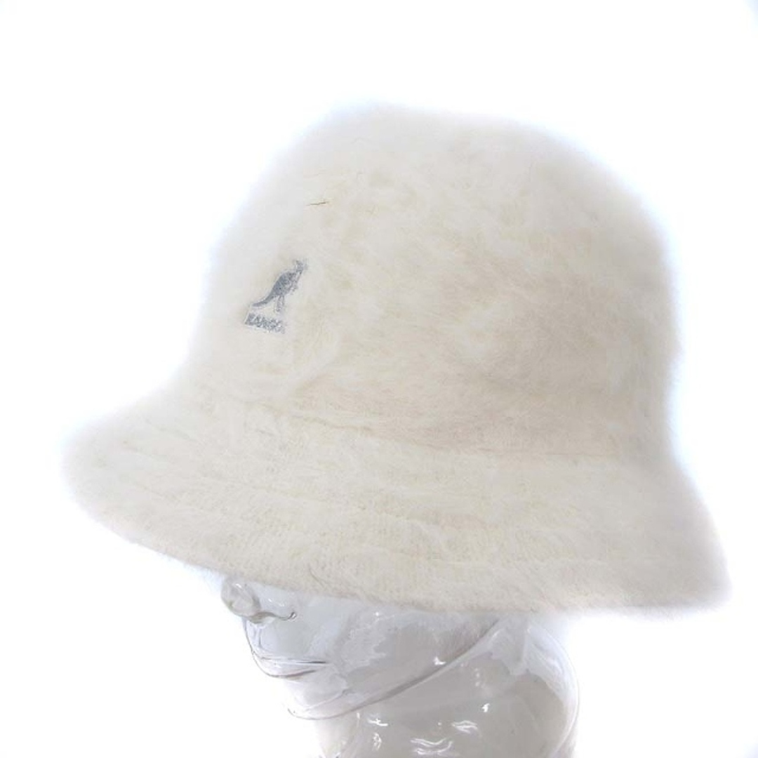 KANGOL(カンゴール)のカンゴール バケットハット 帽子 シャギー ロゴ 刺繍 アンゴラ 白 XL レディースの帽子(その他)の商品写真