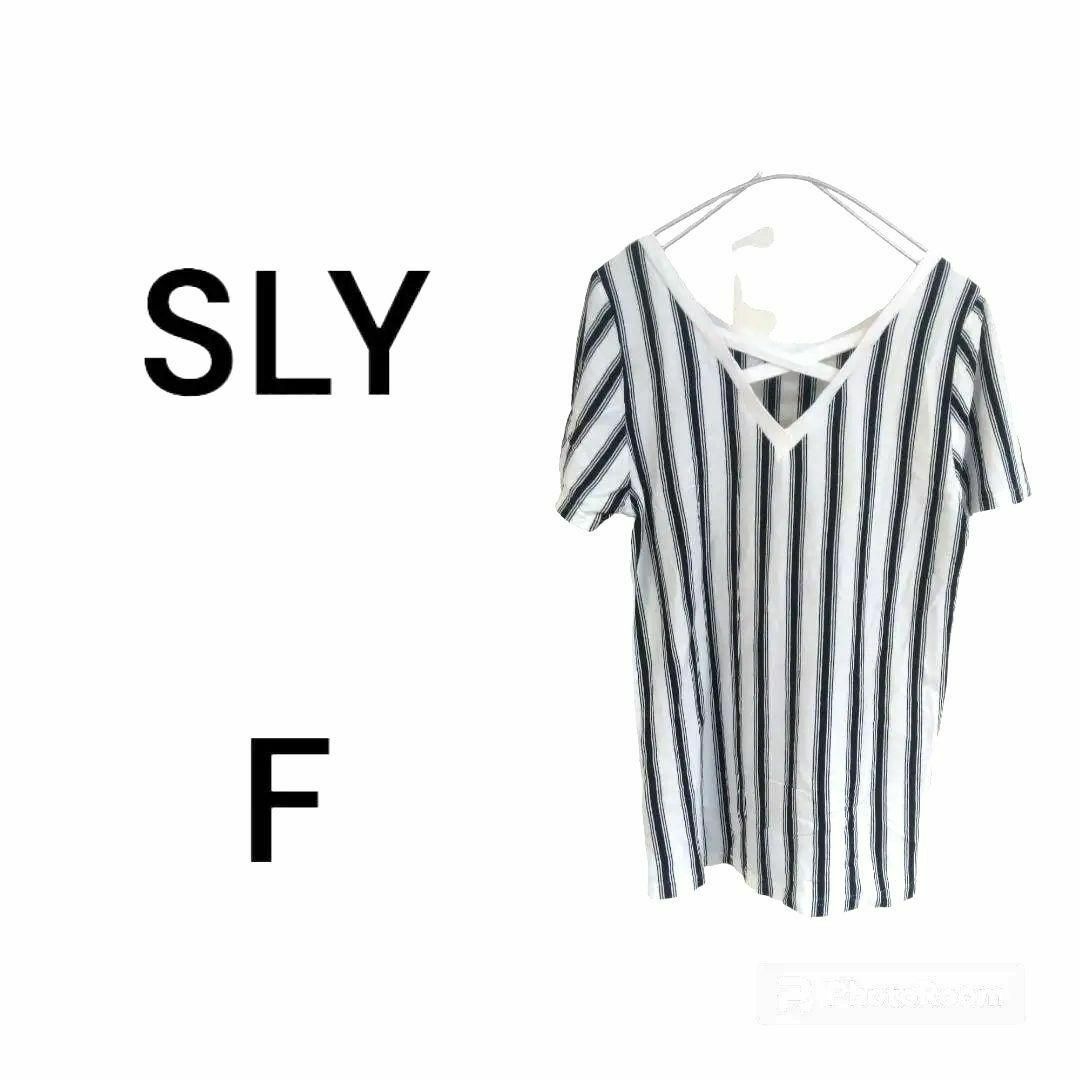 SLY(スライ)のSLY スライ　半袖　ストライプ　綿　コットン　薄め　カジュアル  春 夏 レディースのトップス(Tシャツ(半袖/袖なし))の商品写真