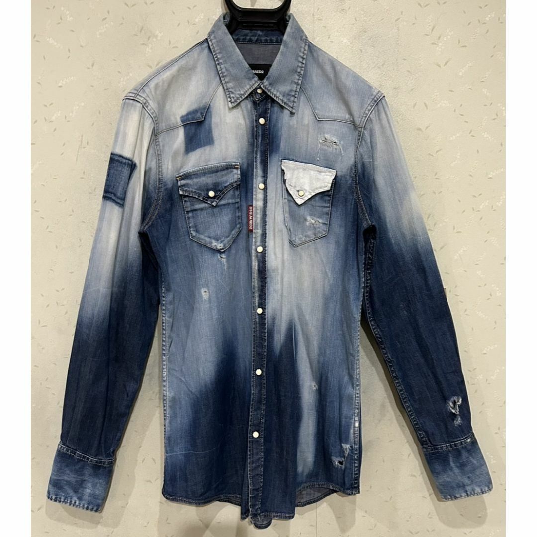 DSQUARED2 - ＊DSQUARED2 ダメージ 加工 長袖 デニム シャツ イタリア製 48