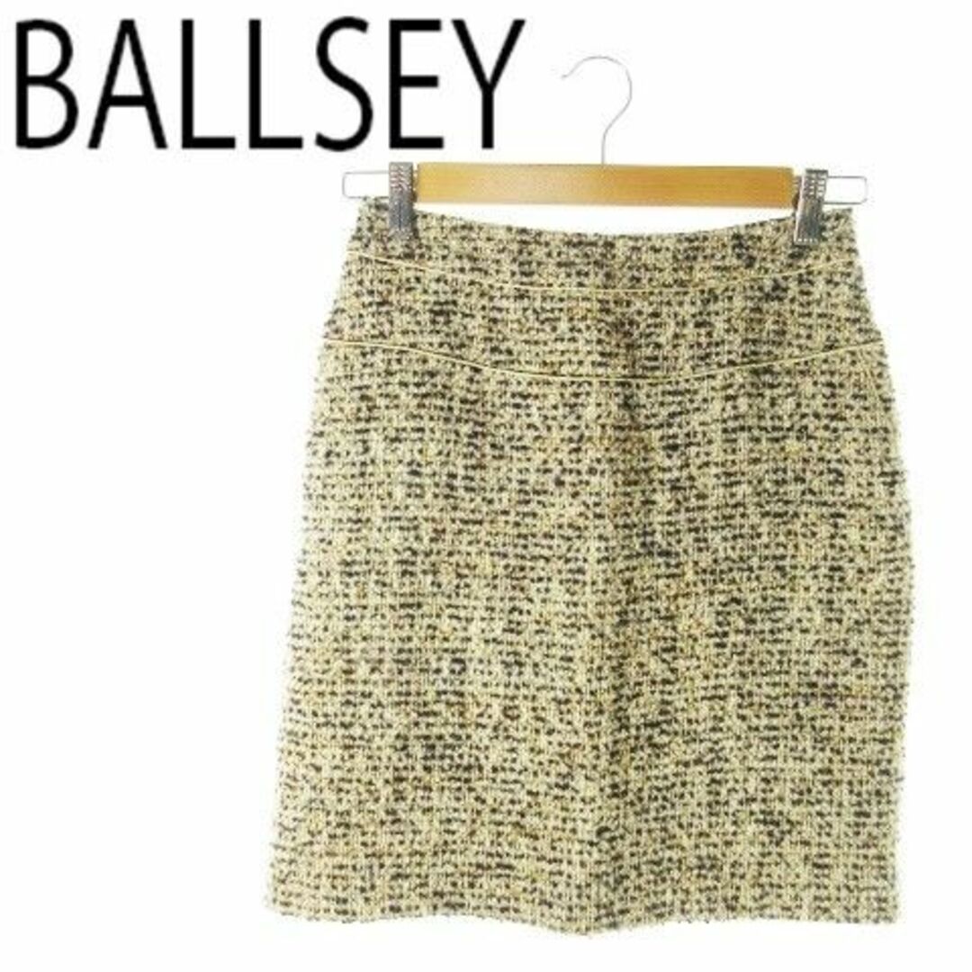 Ballsey(ボールジィ)のボールジィ ツイードミニスカート ウール 36 ベージュ 220203AO7A レディースのスカート(ミニスカート)の商品写真