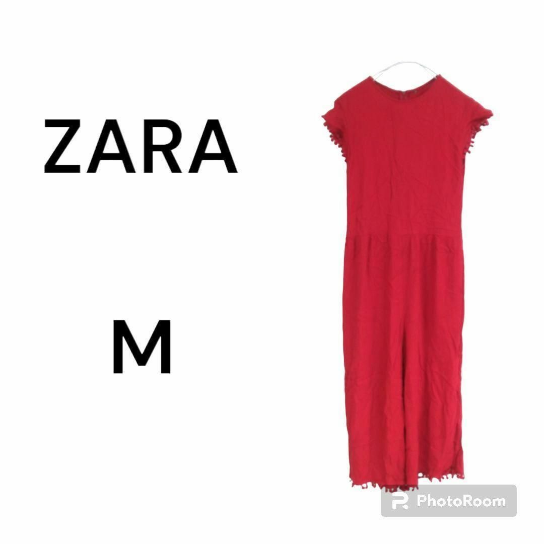 ZARA HOME(ザラホーム)のZARA ザラ　赤 ワンピース つなぎ　M　カジュアル　おしゃれ 春 夏 無地 レディースのワンピース(ロングワンピース/マキシワンピース)の商品写真