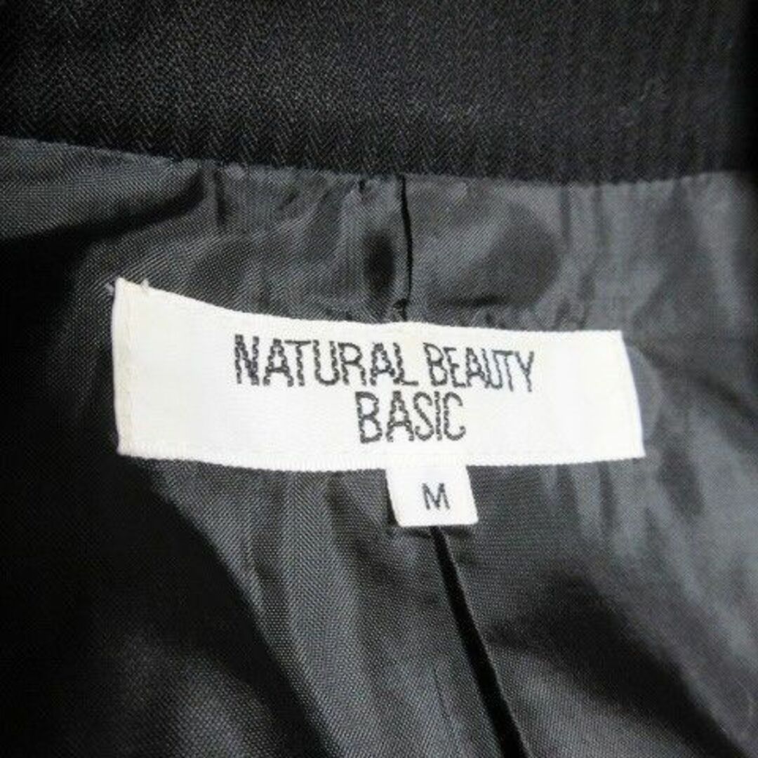 NATURAL BEAUTY BASIC(ナチュラルビューティーベーシック)のNBB テーラードジャケット 総裏地 ストライプ M 黒 220324AO3A レディースのジャケット/アウター(テーラードジャケット)の商品写真
