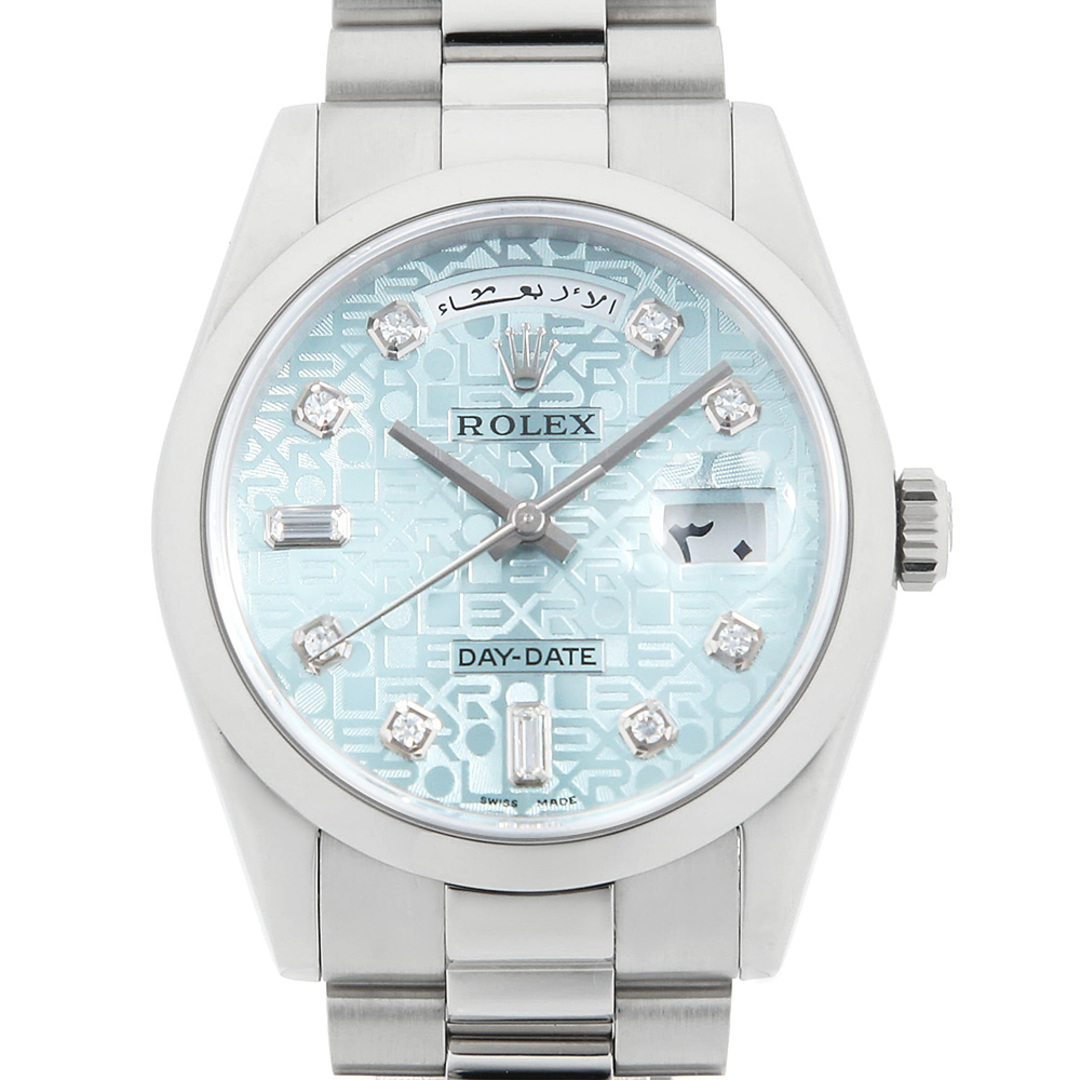 ROLEX(ロレックス)のロレックス デイデイト 8Pダイヤ 2Pバケットダイヤ 118206A アイスブルー 彫りコンピューター K番 メンズ 中古 腕時計 メンズの時計(腕時計(アナログ))の商品写真