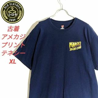 古着 Tシャツ アメカジ プリント テネシー トラック 大型 黒 Hanes(Tシャツ/カットソー(半袖/袖なし))