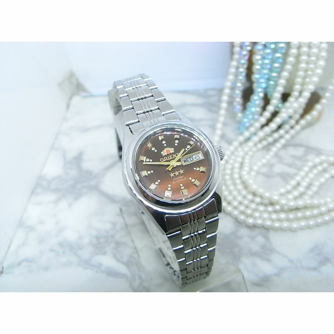 ORIENT(オリエント)のオリエント　ORIENT　クリスタル　自動巻　ブラウン　レディース　ウォッチ レディースのファッション小物(腕時計)の商品写真