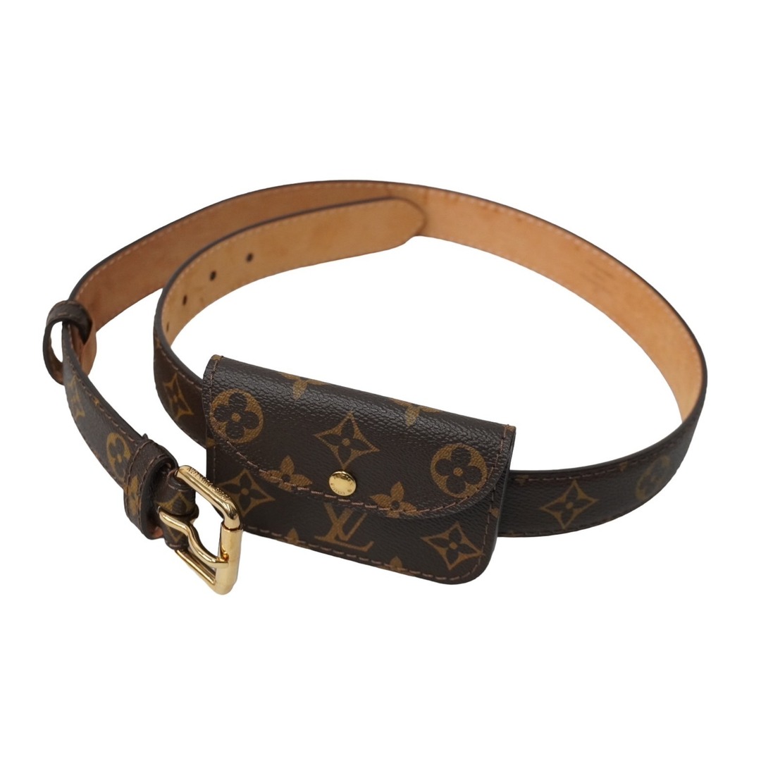 LOUIS VUITTON(ルイヴィトン)のLOUIS VUITTON ルイヴィトン ベルト サンチュール ポシェット ポーチ付き ブラウン 90/36 M6933U 美品 中古 60851 レディースのファッション小物(ベルト)の商品写真