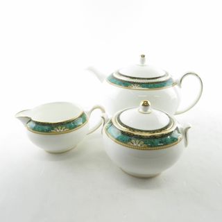 ウェッジウッド(WEDGWOOD)のWEDGWOOD ウェッジウッド ランボーン ティーポット&シュガーポット&クリーマー 3点 セット 茶器 砂糖 ミルク 金彩 ホワイト SU6199T (その他)