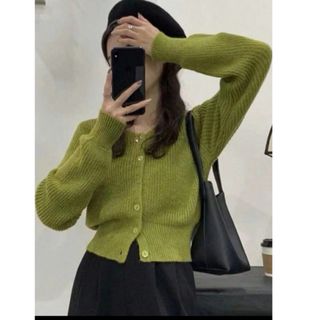 シーイン(SHEIN)の値下げ🔥新品グリーン💚ニットカーディガン(カーディガン)