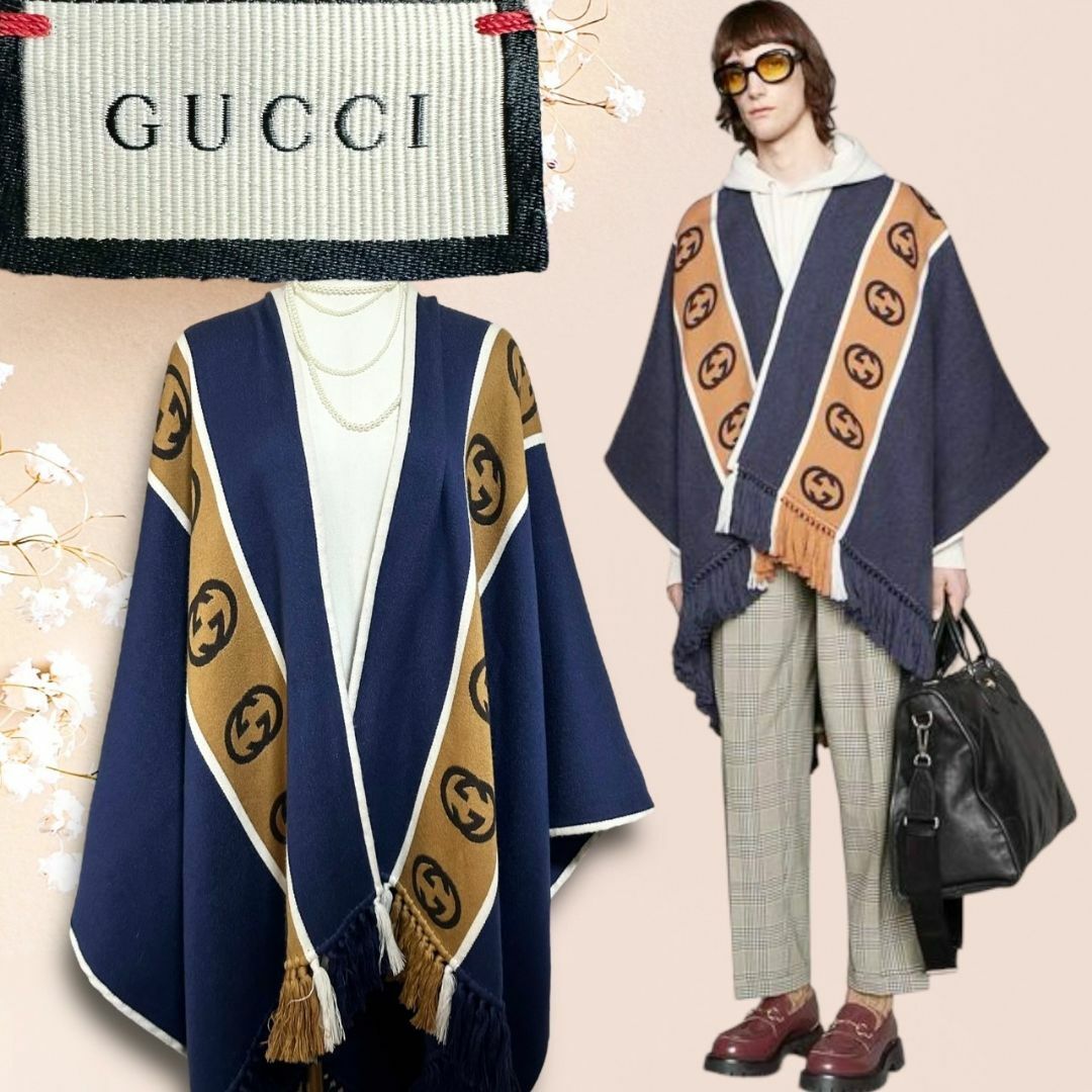 Gucci(グッチ)の☆人気デザイン☆GUCCI ストール ポンチョ インターロッキング ユニセックス レディースのファッション小物(マフラー/ショール)の商品写真