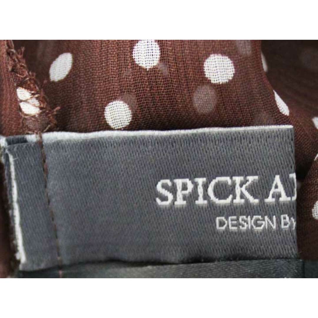 Spick & Span(スピックアンドスパン)の☆Spick & Span/スピックアンドスパン☆ドットシフォンブラウスプルオーバー/インナー付き/シースルー/袖フリル/長袖 ブラウン×ホワイト/茶×白 レディース【中古】春夏 102032 レディースのトップス(シャツ/ブラウス(半袖/袖なし))の商品写真