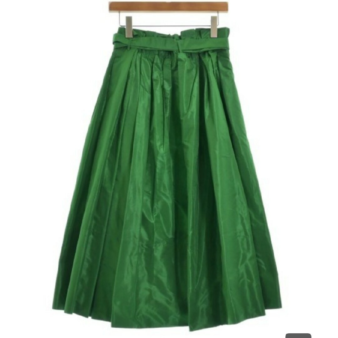 Drawer(ドゥロワー)のドゥロワーDrawerウエストリボンシルクスカート36グリーン緑 レディースのスカート(ロングスカート)の商品写真