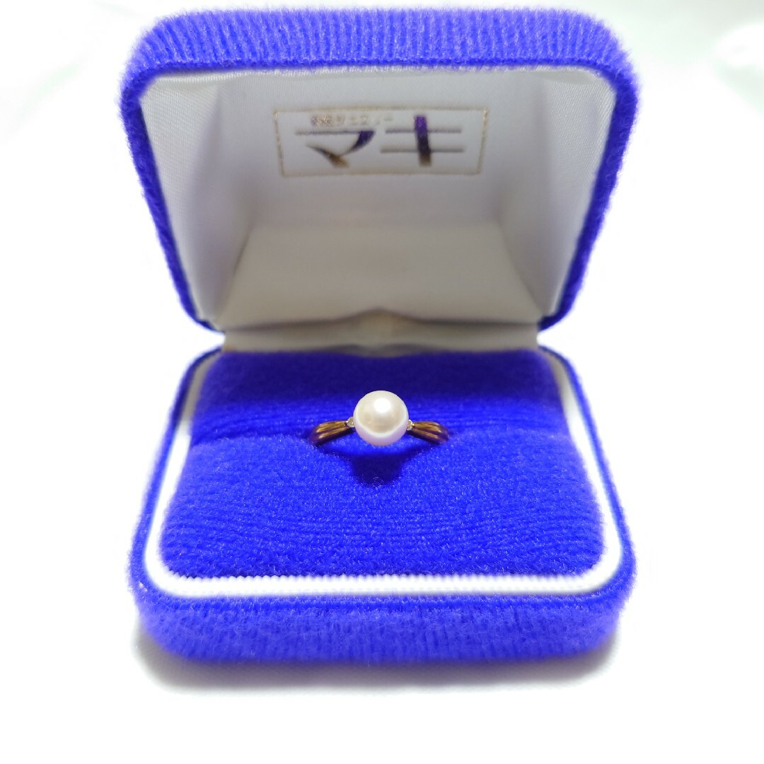 《新品未使用》本真珠 アコヤパール ダイヤモンド 18金 刻印入り リング