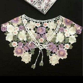 つけ襟 鍵編みレース フラワーケープ 花柄 刺繍 ヴィンテージ 北欧雑貨