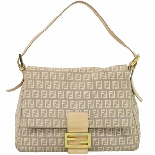 フェンディ(FENDI)の本物 フェンディ FENDI マンマバケット ズッキーノ ショルダーバッグ キャンバス ピンクベージュ 8BR001 Mamma Baguette バッグ 中古(ショルダーバッグ)