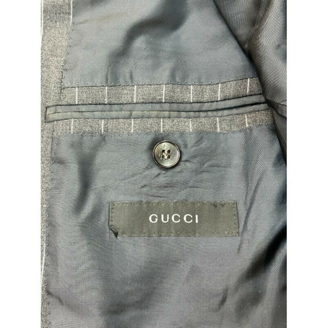 Gucci(グッチ)のGUCCI グッチ スーツ ストライプ シングル ジャケット メンズ 48 グレー 二つボタン ウール フォーマル 中古 W４ メンズのジャケット/アウター(その他)の商品写真