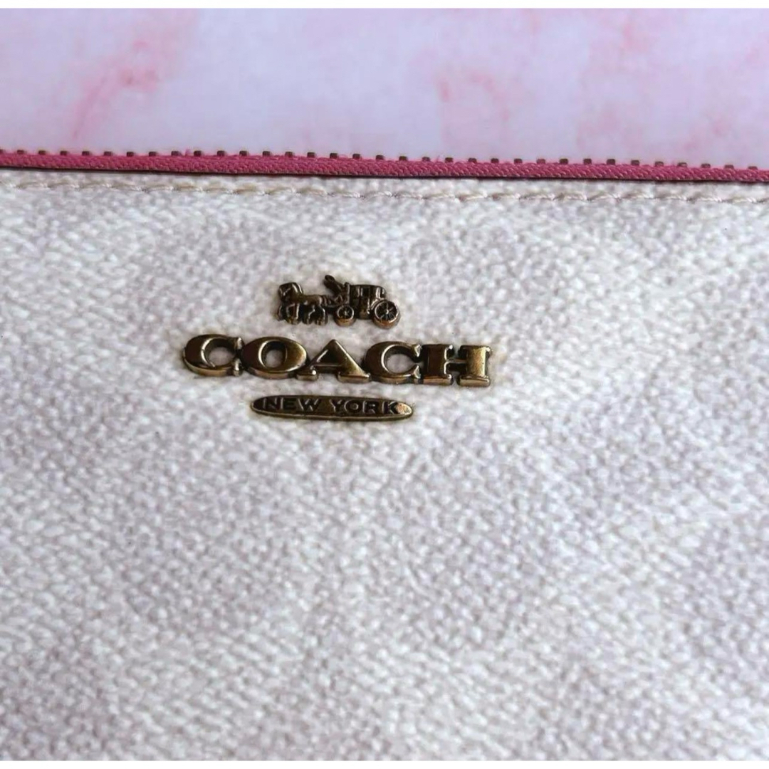 COACH(コーチ)のCOACH 長財布 シグネチャー ホワイト ピンク レディースのファッション小物(財布)の商品写真