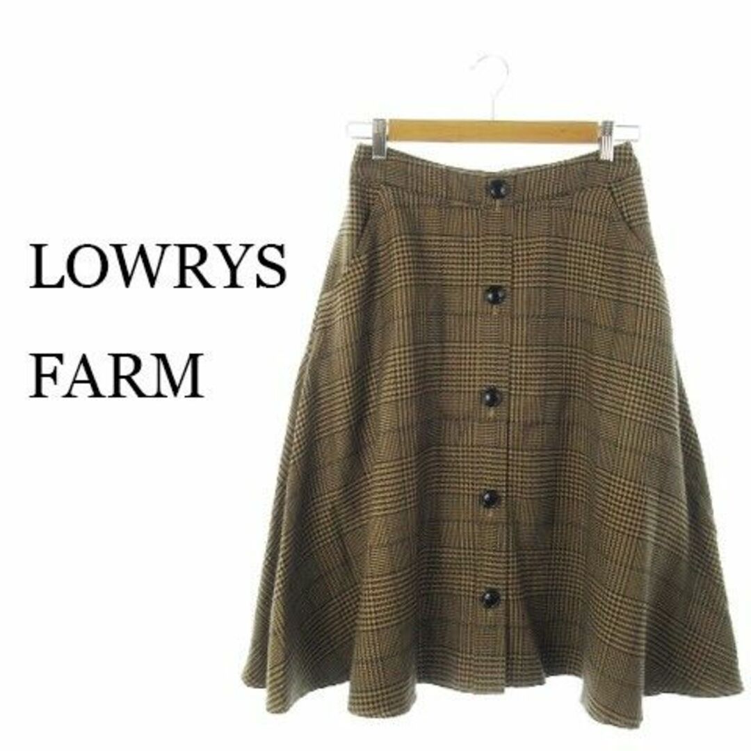 LOWRYS FARM(ローリーズファーム)のローリーズファーム ひざ丈フレアスカート チェック L 茶 220630AH5A レディースのスカート(ひざ丈スカート)の商品写真