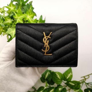 サンローラン(Saint Laurent)のサンローラン　折り財布　モノグラムウォレット　カサンドラ　ブラック(財布)